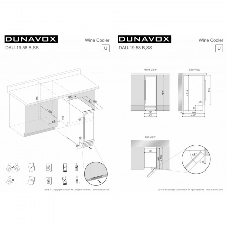 Винный шкаф монотемпературный Dunavox DAU-19.58SS