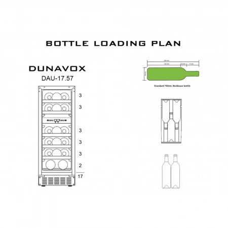 Винный шкаф двухзонный Dunavox DAU-17.57DB