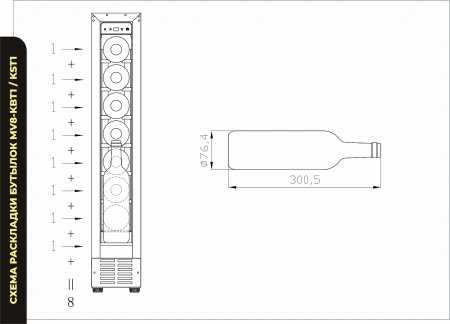 Винный шкаф монотемпературный Meyvel MV8-KST1